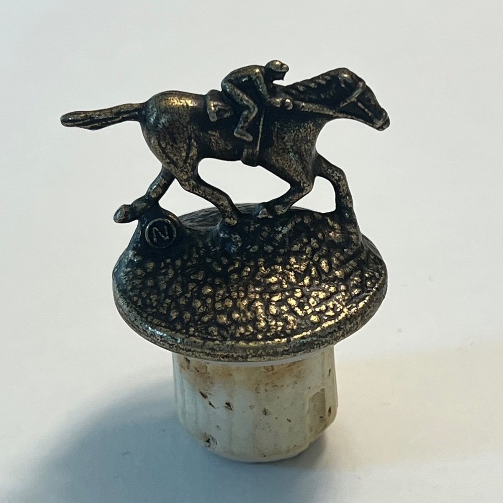 Blantons Bourbon Bottle Stopper Letter N Horse and Jockey Collectible Pewter